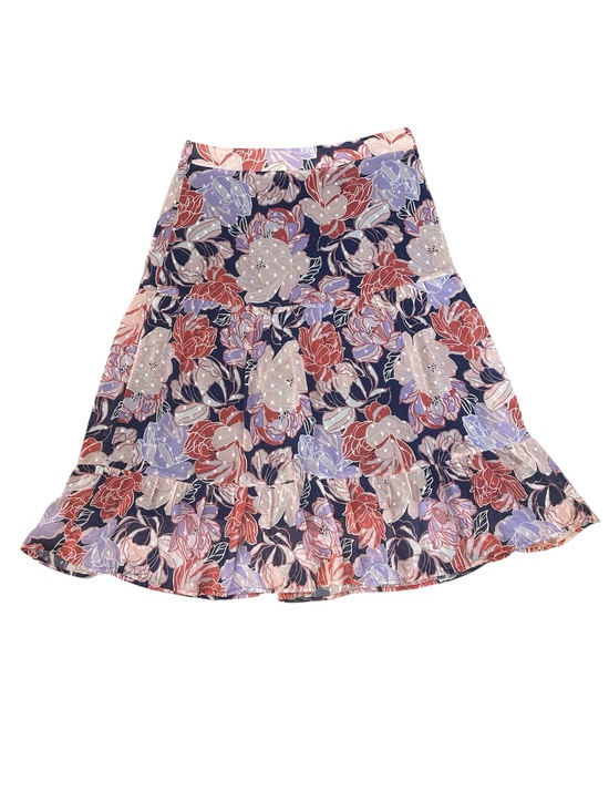 Lulus Dresses & Skirts - Lulu's Navy Floral A-Line Skirt with Coral & Lavender Blossoms ruffled bottom